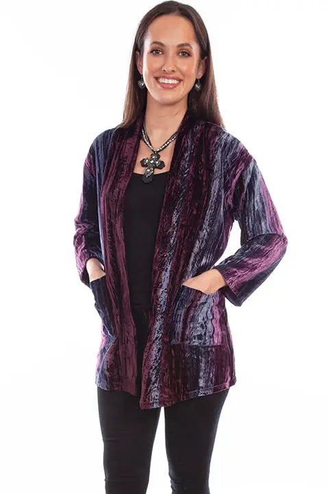 Scully Leather Honey Creek Plum Velvet Cardigan - Scully Leather - Flyclothing LLC