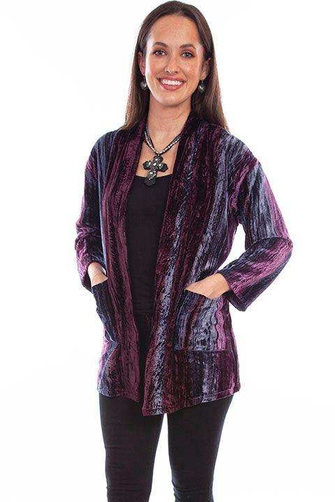 Scully Leather Honey Creek Plum Velvet Cardigan - Scully Leather - Flyclothing LLC
