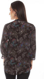 Honey Creek Black Floral Print Blouse - Scully Leather - Flyclothing LLC