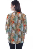 Honey Creek Turquoise Multi Color Print Blouse - Scully Leather