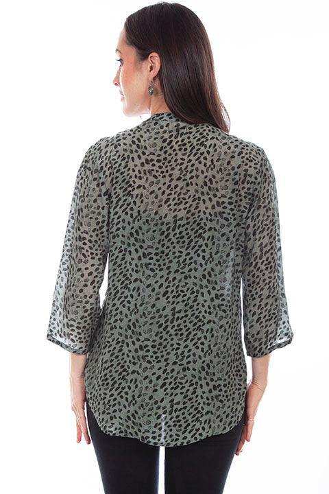 Scully Leather 36% Viscose Grey Leopard Print Blouse - Scully Leather - Flyclothing LLC