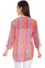 Scully Leather Red Button Up Print Blouse - Scully Leather - Flyclothing LLC