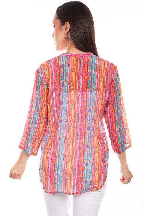 Scully Leather Red Button Up Print Blouse - Scully Leather - Flyclothing LLC