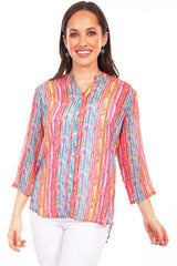 Scully Leather Red Button Up Print Blouse - Scully Leather - Flyclothing LLC
