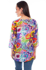 Scully Leather 36% Viscose Multi V-Neck Pullover Print Blouse - Scully Leather - Flyclothing LLC