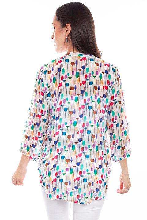 Scully Leather White Button Up Print Blouse - Scully Leather - Flyclothing LLC