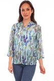 Scully Leather Aqua Button Up Print Blouse - Scully Leather