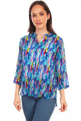 Scully Button Up Print Blouse - Scully Leather