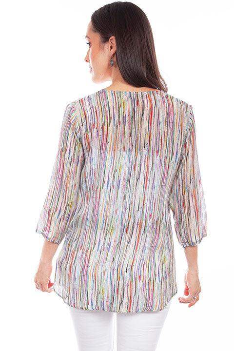Scully Leather 36% Viscose Multi Pullover V-Neck Print Blouse - Scully Leather - Flyclothing LLC