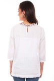 Scully Leather White Embroidered Front Blouse Frayed Hems - Scully Leather - Flyclothing LLC