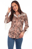 Scully Leather 100% Polyester Brown Paisley Blouse W/Fringe Shirt - Scully Leather