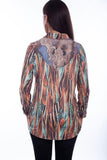 Scully Button Front Microfiber Print Blouse - Scully Leather