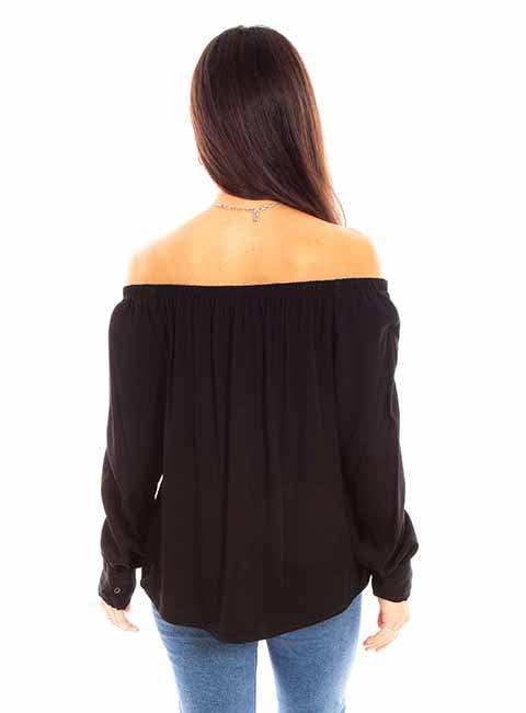 Scully Leather Honey Creek Black Off Shoulder Blouse - Scully Leather - Flyclothing LLC