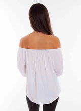 Scully Leather Honey Creek White Off Shoulder Blouse - Scully Leather - Flyclothing LLC