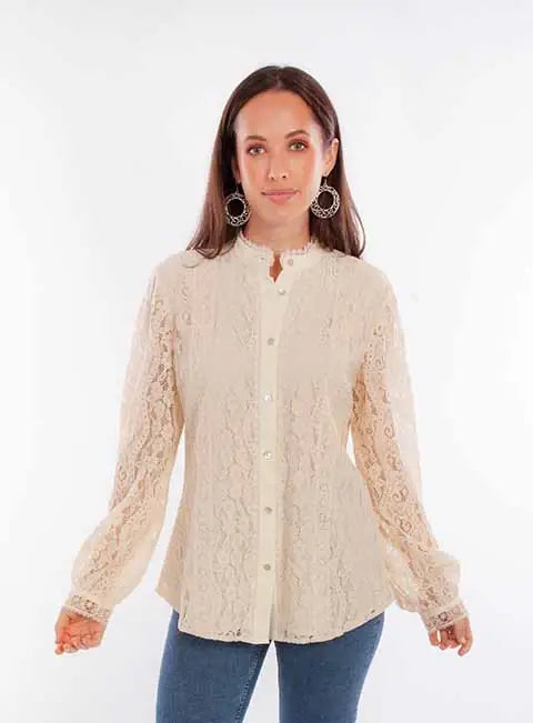 Scully Leather Honey Creek Ivory Lace Top - Scully Leather - Flyclothing LLC