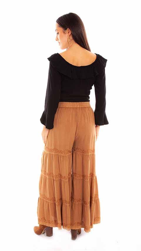 Scully Leather 100% Rayon Beige Rayon Palazzo Pants W/Pockets Pant - Scully Leather