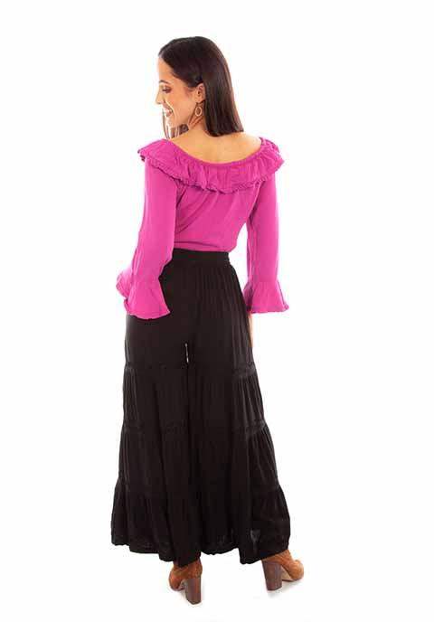 Scully Leather 100% Rayon Black Rayon Palazzo Pants W/Pockets Pant - Scully Leather - Flyclothing LLC