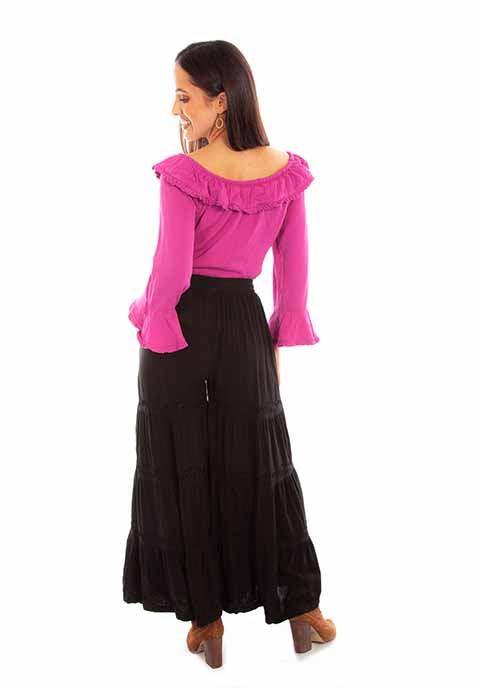 Scully Leather 100% Rayon Black Rayon Palazzo Pants W/Pockets Pant - Scully Leather