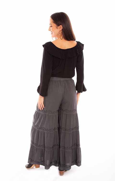 Scully Leather 100% Rayon Gun Metal Rayon Palazzo Pants W/Pockets Pant - Scully Leather
