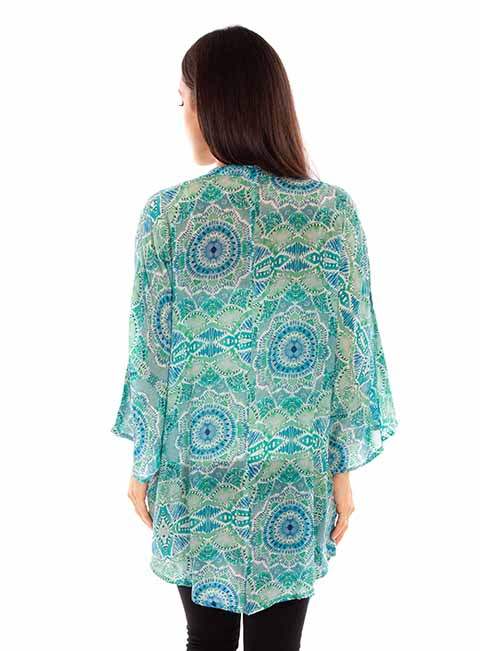 Scully Leather Honey Creek Aqua Print Kimono - Scully Leather - Flyclothing LLC