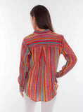 Scully Leather Honey Creek Multi Colorful Stripe Print Button Up Blouse - Scully Leather