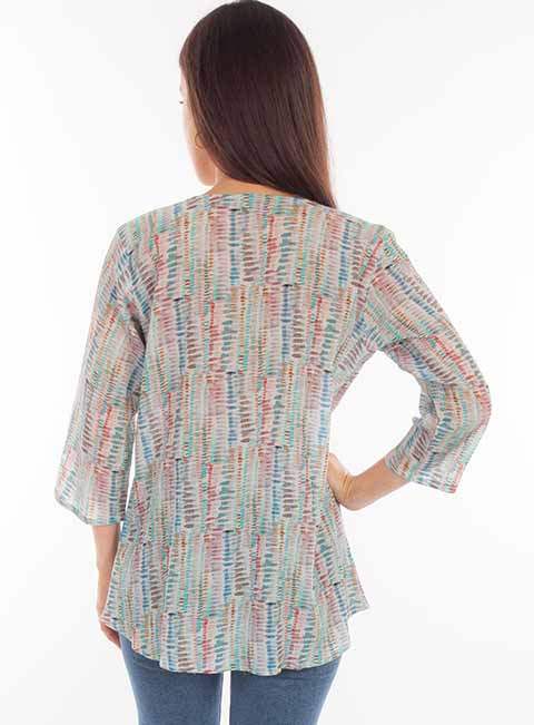 Scully Leather Honey Creek Aqua Water Color Print Pullover Blouse - Scully Leather - Flyclothing LLC