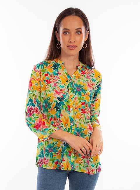 Scully Leather Honey Creek Tropical Tropical Print Button Up Blouse - Scully Leather - Flyclothing LLC