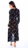 Scully Leather Honey Creek Black Feather Print Button Up Kimono - Scully Leather - Flyclothing LLC