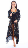 Scully Leather Honey Creek Black Feather Print Button Up Kimono - Scully Leather - Flyclothing LLC