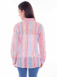 Scully Leather Pink Button-Up Eyelet Blouse - Scully Leather