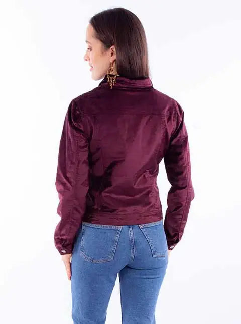 Scully Leather Honey Creek Burgundy Velvet Jacket With Embroidery - Scully Leather - Flyclothing LLC