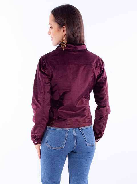 Scully Leather Honey Creek Burgundy Velvet Jacket With Embroidery - Scully Leather - Flyclothing LLC