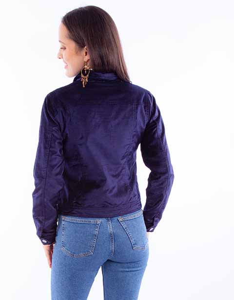 Scully Leather Honey Creek Navy Velvet Jacket With Embroidery