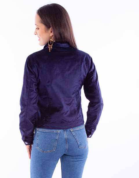 Scully Leather Honey Creek Navy Velvet Jacket With Embroidery - Scully Leather - Flyclothing LLC