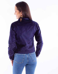 Scully Leather Honey Creek Navy Velvet Jacket With Embroidery