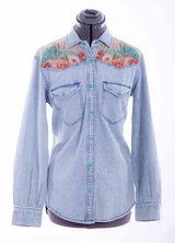 Scully Leather Honey Creek Denim Cactus Print Denim Top - Scully Leather - Flyclothing LLC