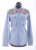 Scully Leather Honey Creek Denim Cactus Print Denim Top - Scully Leather - Flyclothing LLC