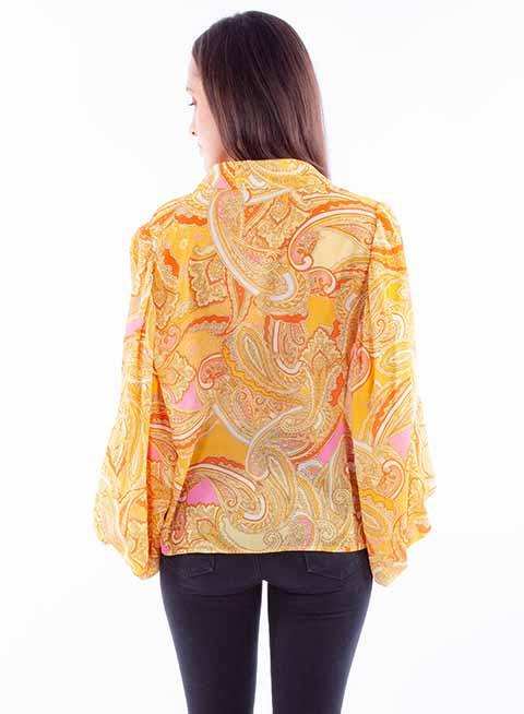 Scully Leather Honey Creek Gold Extreme Balloon Sleeeve Paisley Top - Scully Leather - Flyclothing LLC