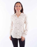 Scully Leather Honey Creek Ivory Snap Front Blouse W/Floral Print - Scully Leather