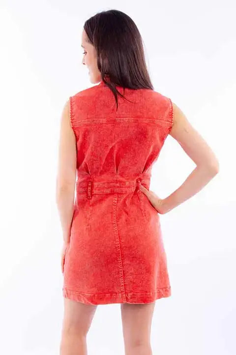 Scully Leather Honey Creek Red Sleeveless Denim Dress - Scully Leather - Flyclothing LLC