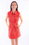 Scully Leather Honey Creek Red Sleeveless Denim Dress - Scully Leather