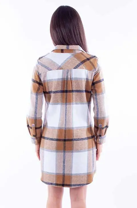 Scully Leather Honey Creek Camel Plaid Flannel Shirt-Dress - Scully Leather - Flyclothing LLC