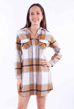 Scully Leather Honey Creek Camel Plaid Flannel Shirt-Dress - Scully Leather