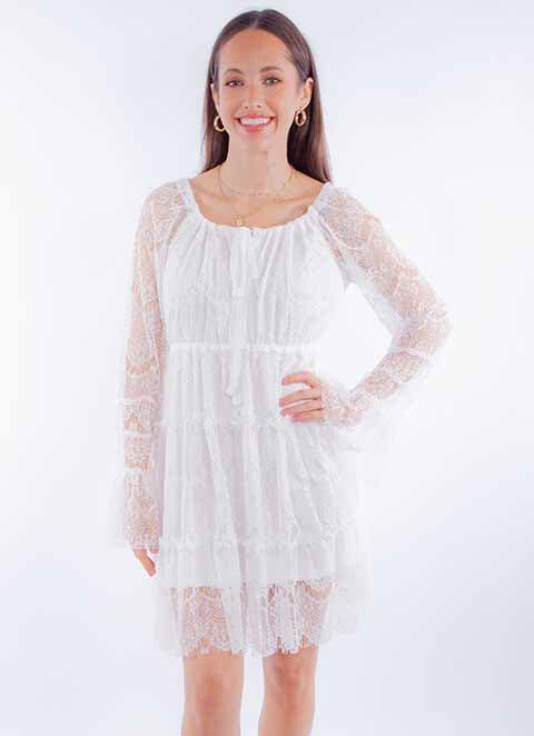 Scully Leather Honey Creek White Eyelash Lace Dress - Scully Leather