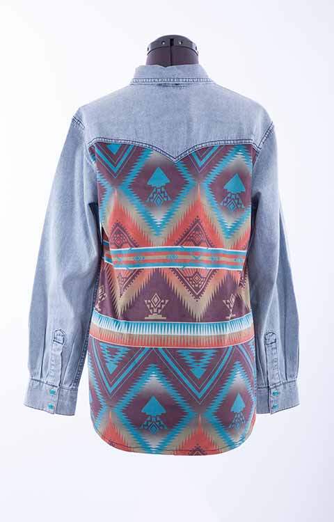 Scully Leather Honey Creek Denim Aztec Print Denim Top - Scully Leather - Flyclothing LLC