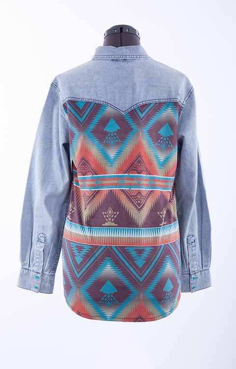 Scully Leather Honey Creek Denim Aztec Print Denim Top - Scully Leather - Flyclothing LLC