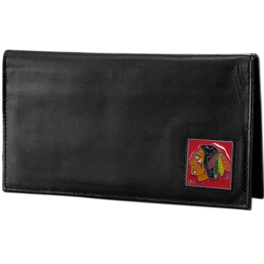 Chicago Blackhawks® Deluxe Leather Checkbook Cover - Siskiyou Buckle