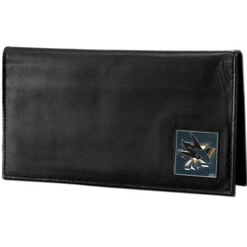 San Jose Sharks® Deluxe Leather Checkbook Cover - Flyclothing LLC