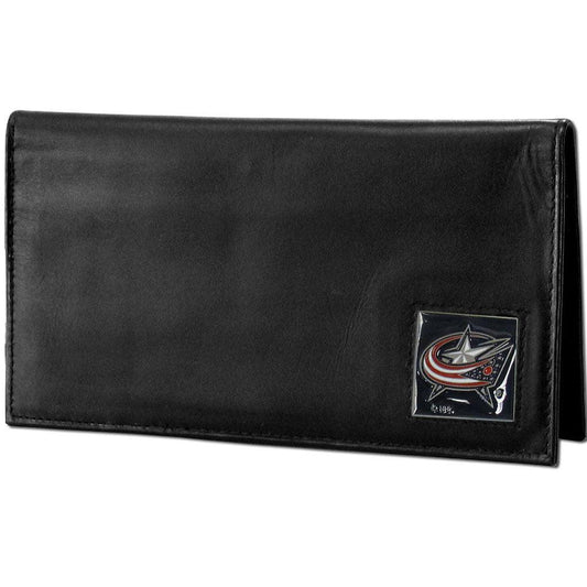 Columbus Blue Jackets® Deluxe Leather Checkbook Cover - Flyclothing LLC