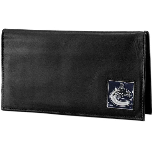 Vancouver Canucks® Deluxe Leather Checkbook Cover - Flyclothing LLC